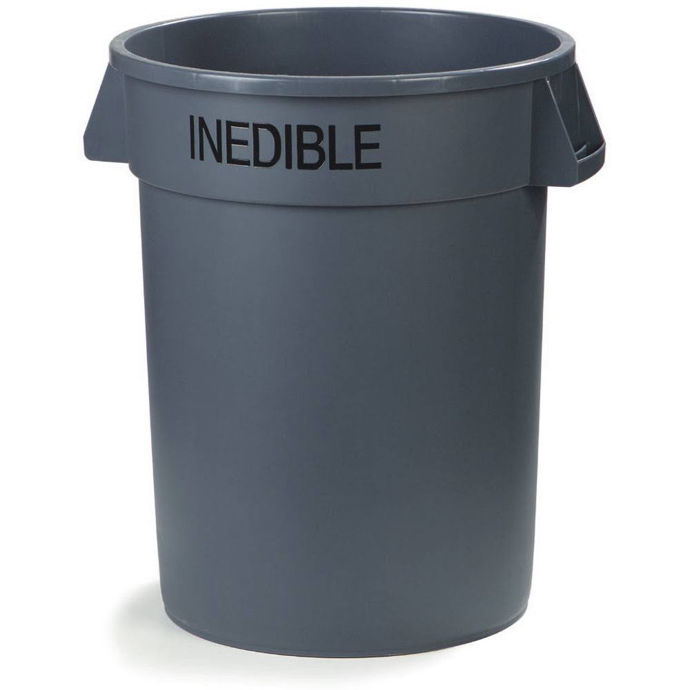 Gray 32 Gallon Plastic Round Waste Container I540