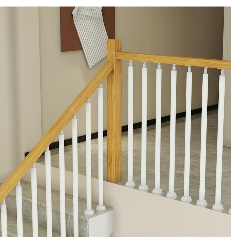 Round Spindles for Staircase, 2 4 6 Pieces Iron Stairs Balusters with Slant 270° Swivel Top Bracket & Screws L110743