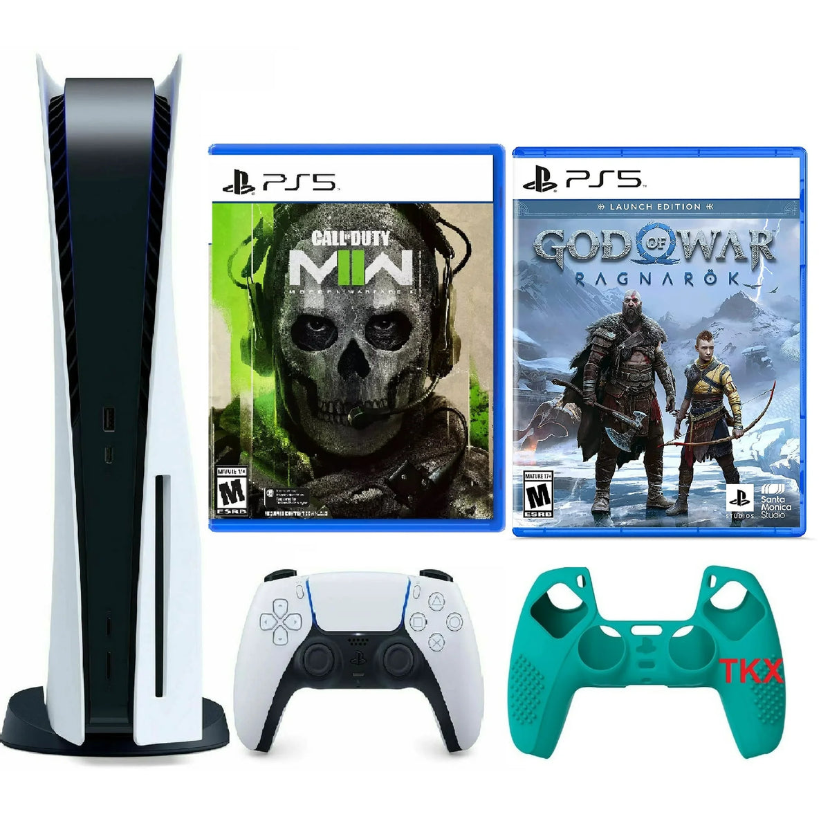 PlayStation 5 Gaming Console Disc Version Bundle with Silicone Controller Cover Skin V8693