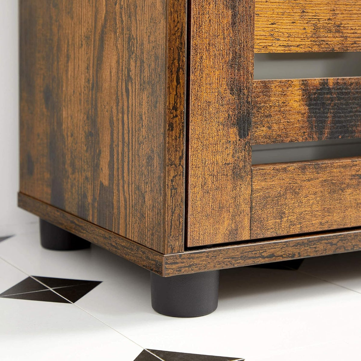 Bathroom Storage Floor Cabinet with 2 Louvered Doors Drawer M726201