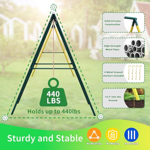 6 in 1 Heavy-Duty Swing Set with 2 Swings, Glider, Climbing Ladder and Rope Y597