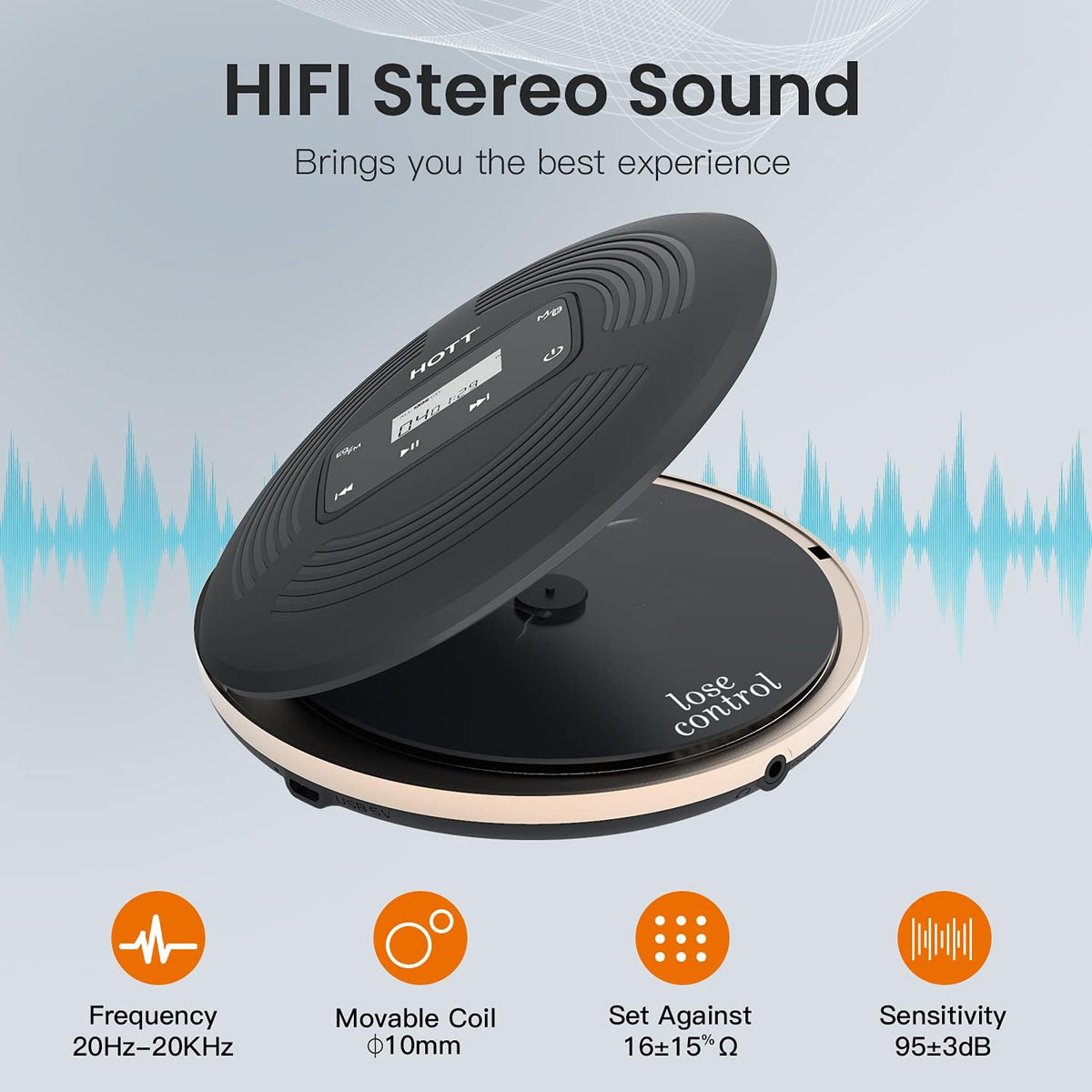 Portable CD Player with Bluetooth FM Transmitter Black L4052