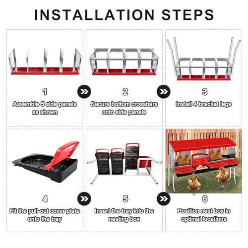 4 Compartment Heavy Duty Chicken Nesting Boxes with Perch Y575337