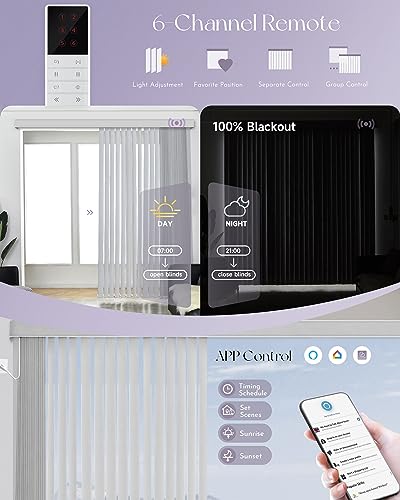 Motorized Vertical Blinds Blackout Smart Vertical Blind Remote Control Track Slats Set J848