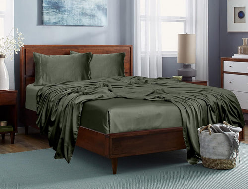 100% Tencel Lyocell Bed Sheets Set 5PC Split King Taupe F41204