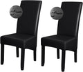 Black PU Leather XL Stretch Dining Chair Covers Set of 2 J363