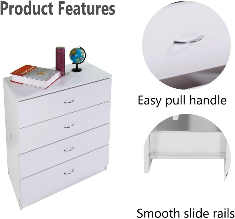 White 4 Drawer Wooden Dresser P4712