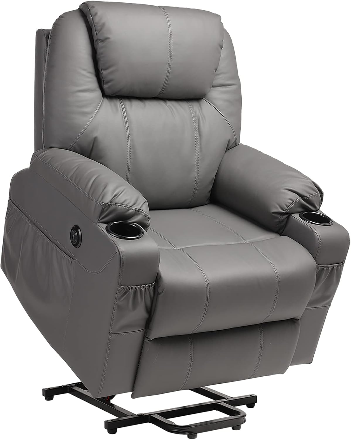 Black Velvet Massage Recliner with Cup Holders P189