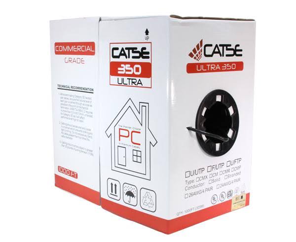 Cat5e Shielded Bulk Ethernet Cable, 24 AWG, 1000ft White Q69846