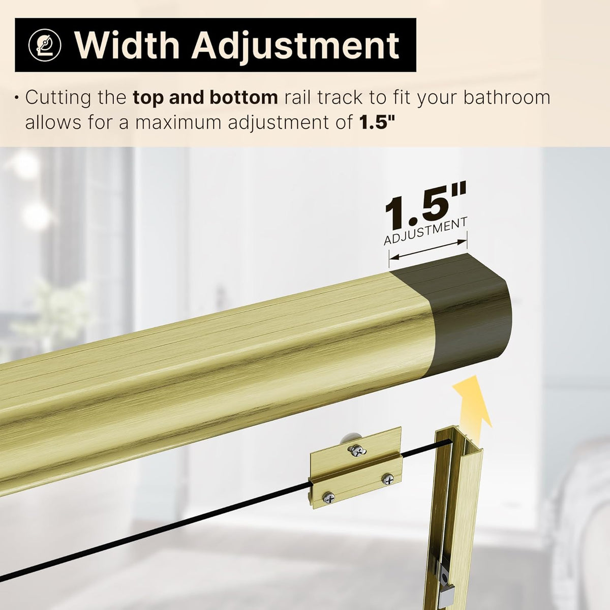 60 in. W x 72 in. H Double Sliding Semi-Frameless Shower Door, 1/4" Clear Tempered Glass, Brushed Gold Finish G62063