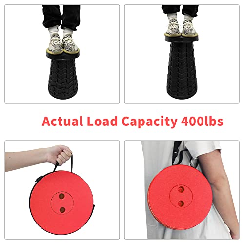 Portable Collapsible Telescoping Stool Lightweight Max Load 400lbs Retractable Folding Stool Black F250565