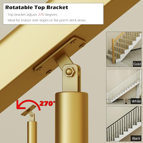 Round Spindles for Staircase, 2 4 6 Pieces Iron Stairs Balusters with Slant 270° Swivel Top Bracket & Screws L110743