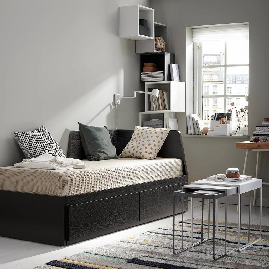 Black Twin Daybed Frame with 2 Drawers Y251