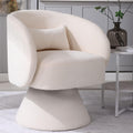 Beige Linen Fabric Swivel Barrel Accent Chair V6405