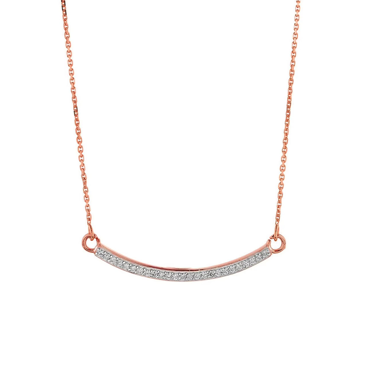 18" Rose Gold Curved Bar Necklace with Diamonds X4755