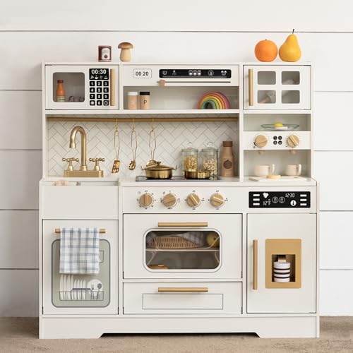 Wooden Play Kitchen with 15 Accessories D862