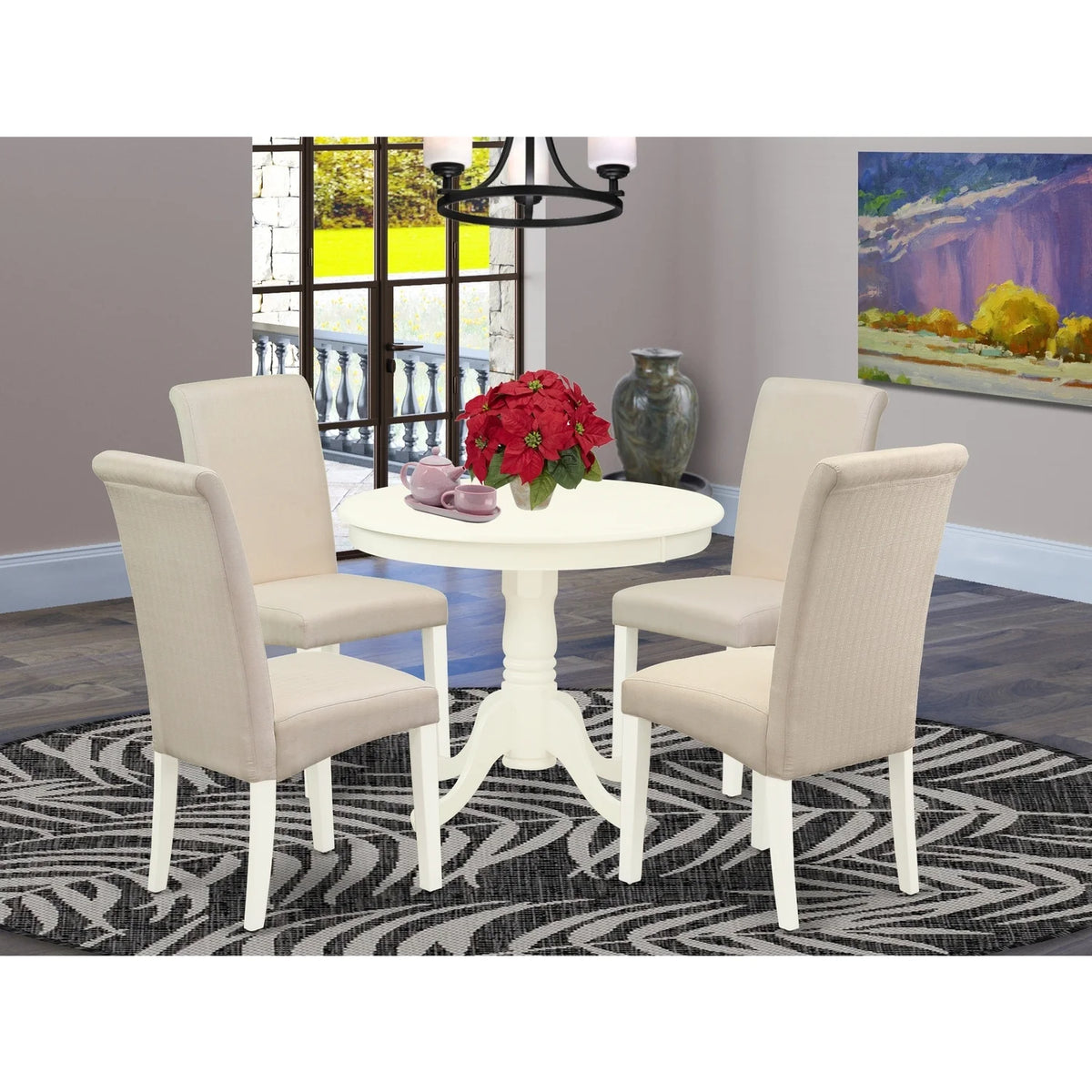 5 Pc Dining Set with Round Table and 4 Chairs A567591