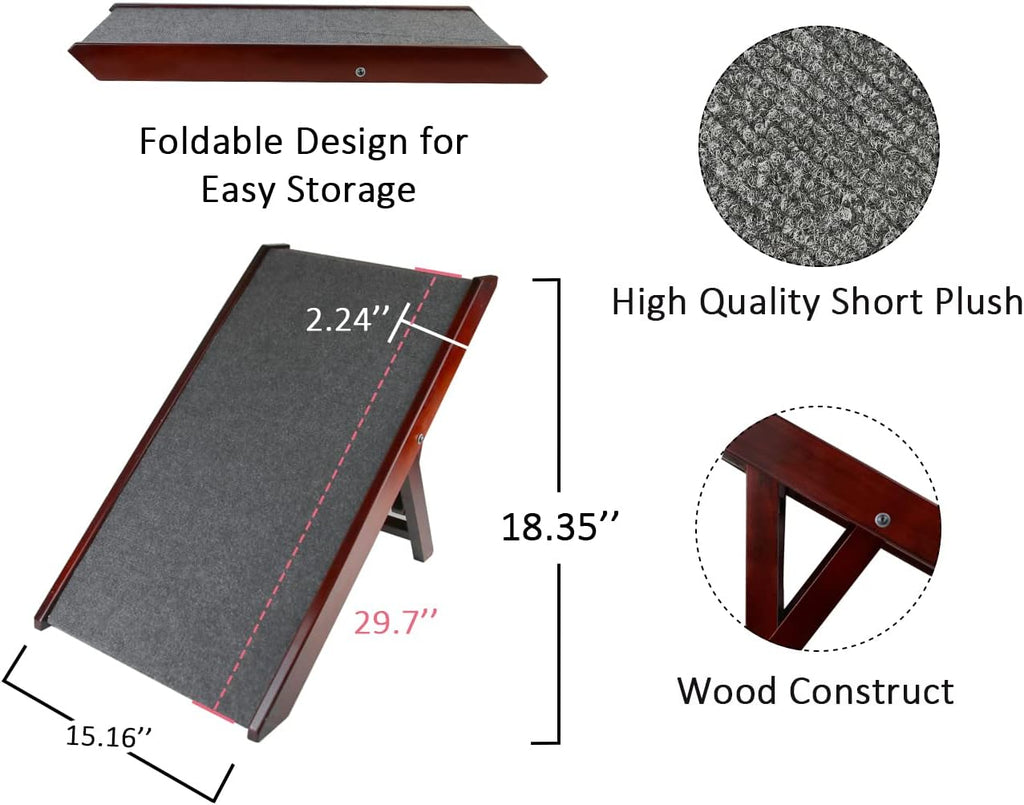 Wooden Collapsible Pet Ramp with Non-Slip Carpet for Small Dogs D162