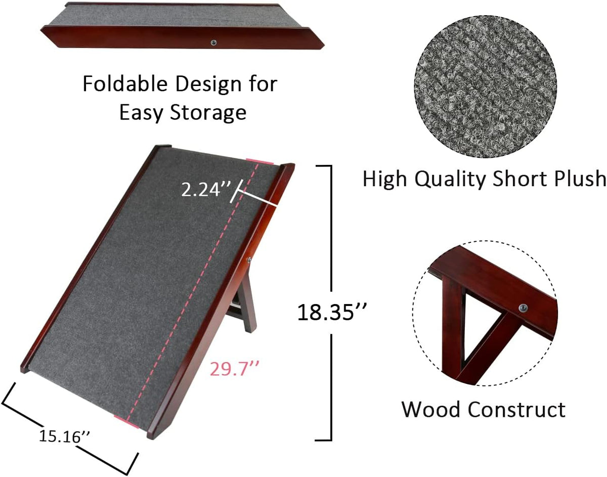 Wooden Collapsible Pet Ramp with Non-Slip Carpet for Small Dogs D162