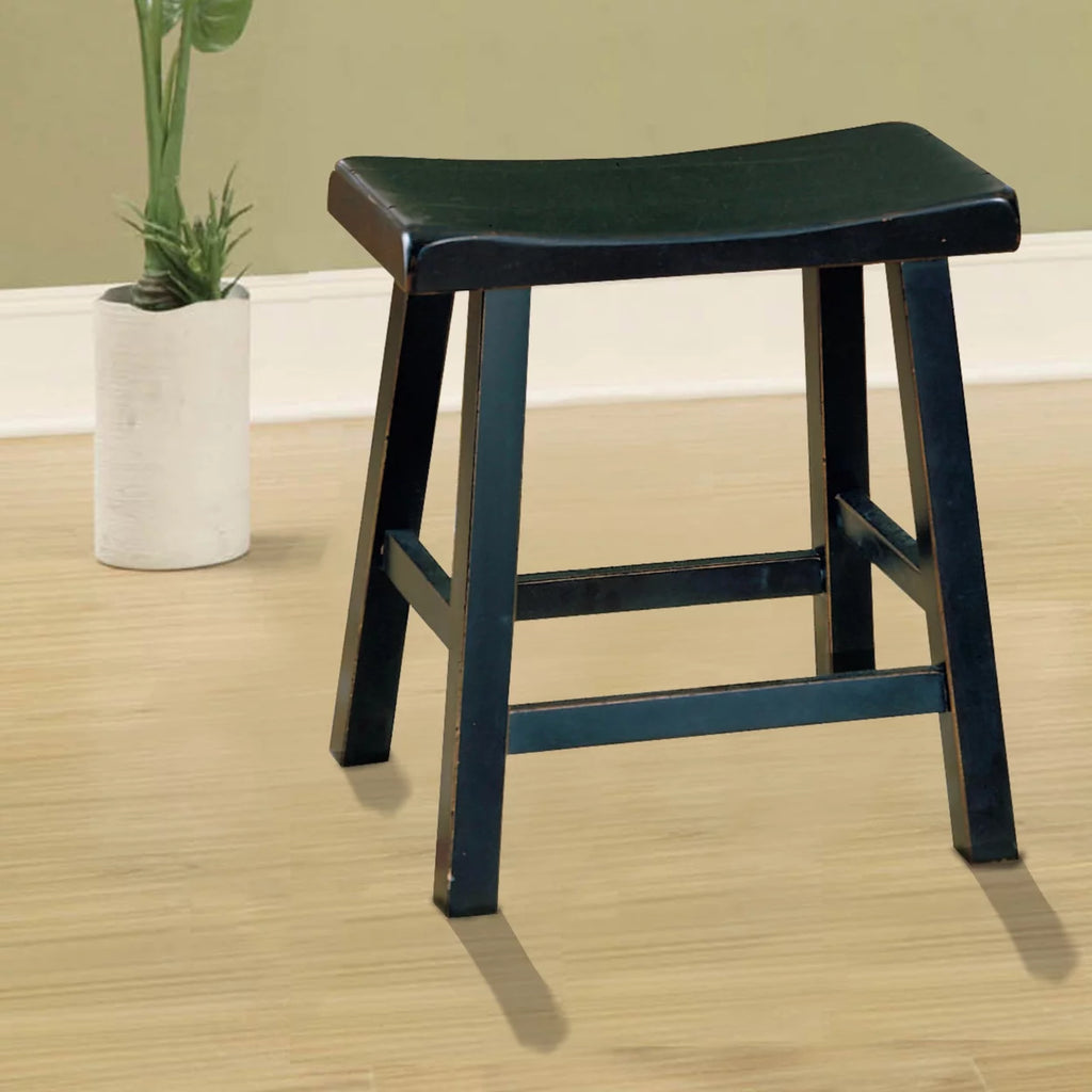Black Set Of 2 Wooden Counter Height Stool U720