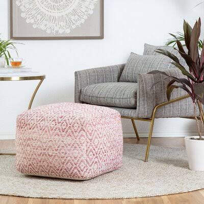 Pink Square Pouf Ottoman Z5178