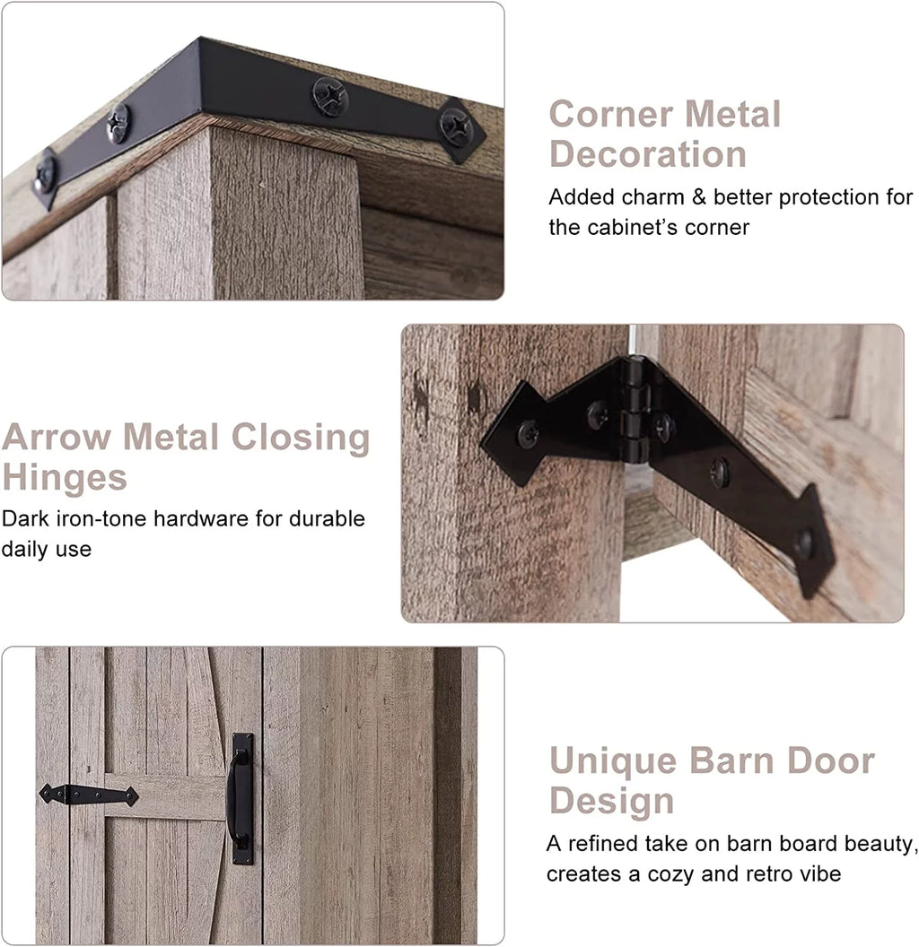 Light Rustic Oak Storage Pantry Cabinet with 2 Doors and Adjustable Shelves O2359