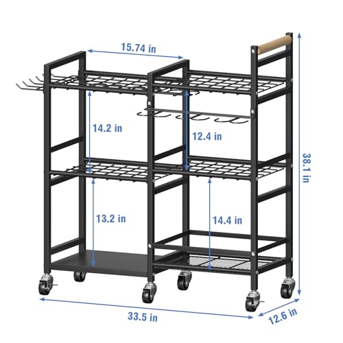 3-tier Metal Rolling Garden Tool Organizer U605485