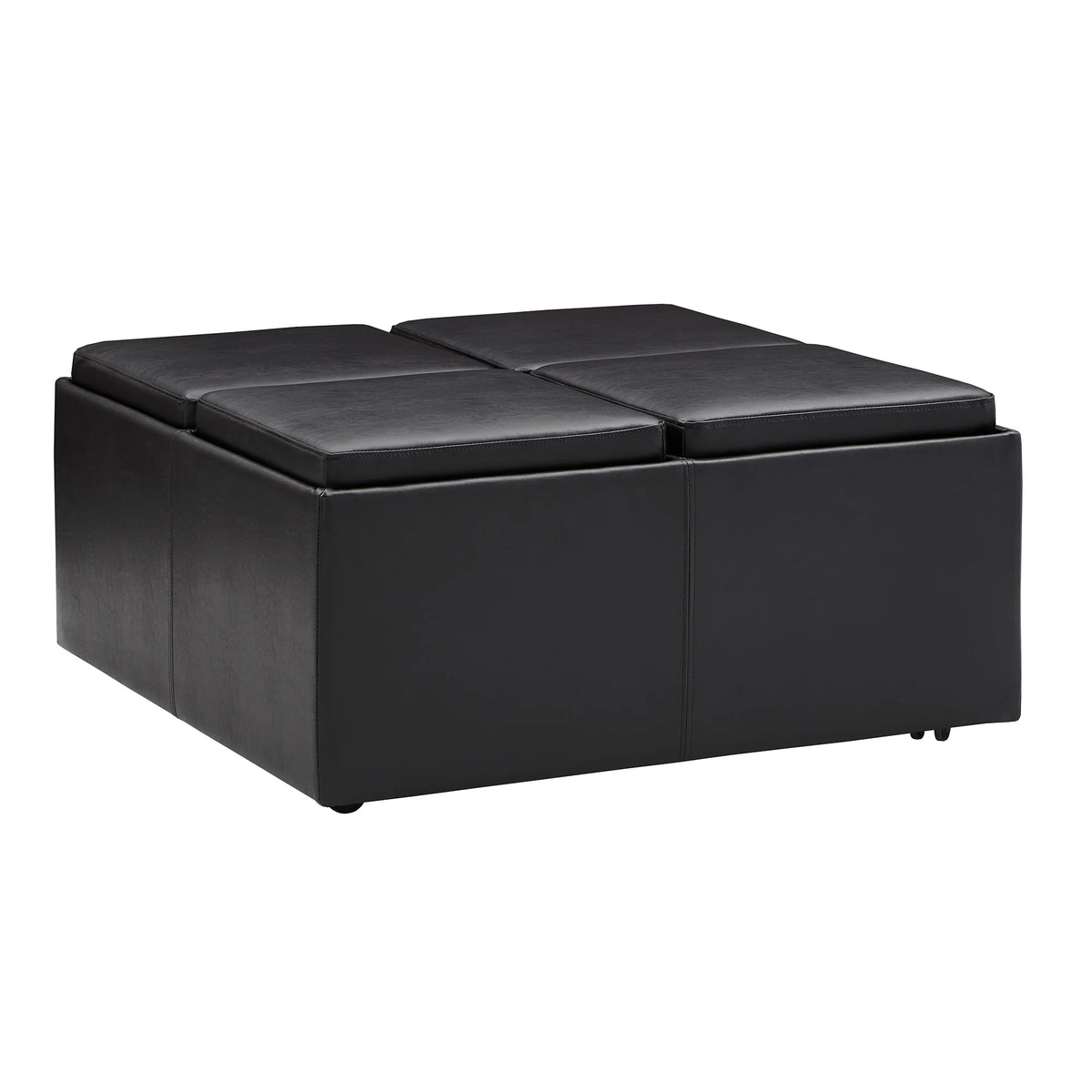 Dark Brown Faux Leather Storage Ottoman with 4 Trays P387459