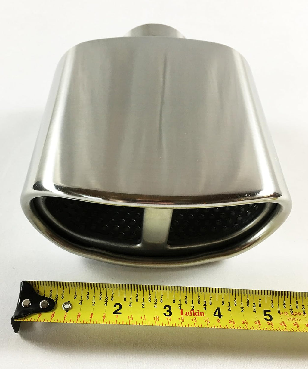Double Wall Rolled Oval Split Stainless Steel Exhaust Tip Pack of 2 C6314