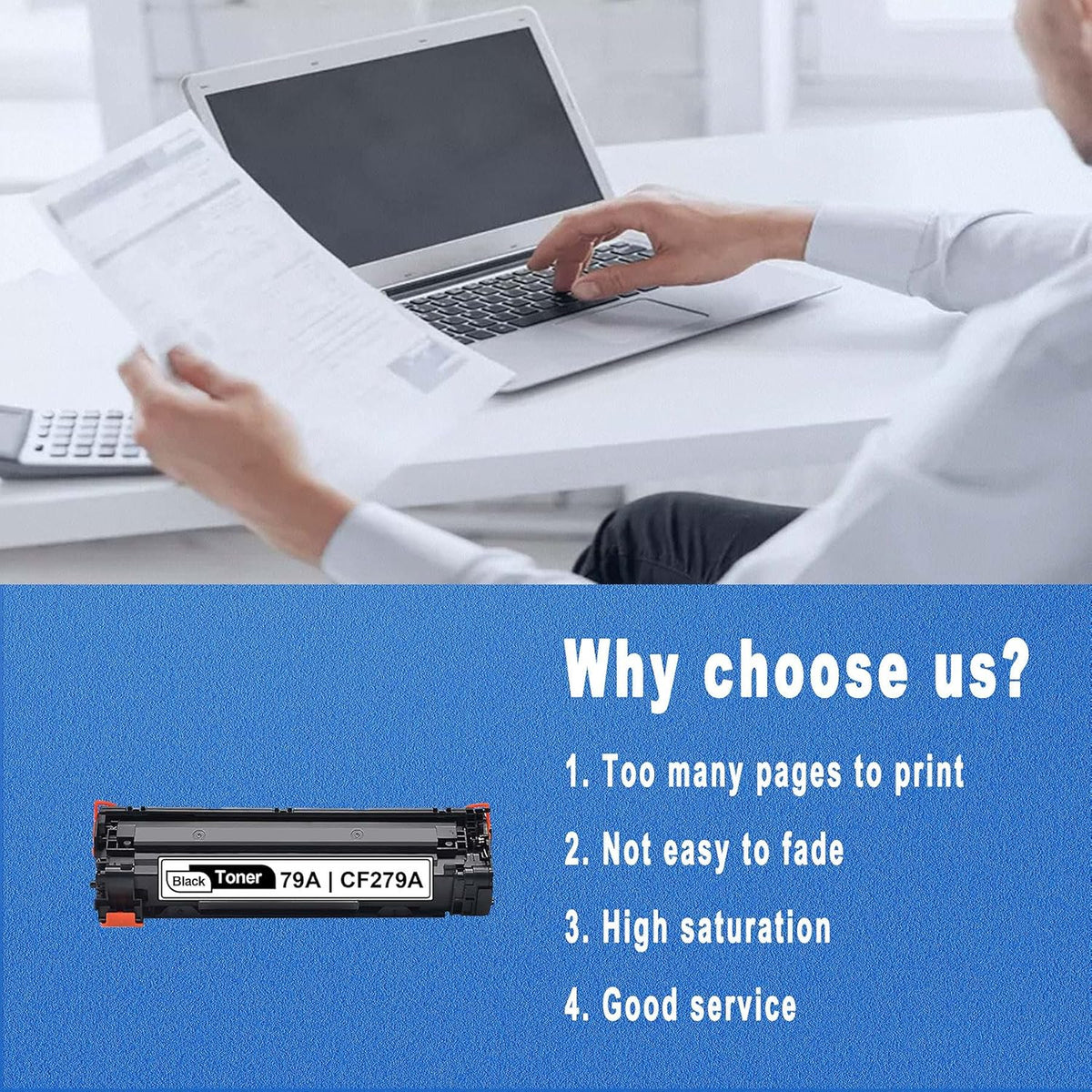 2-Pack Black Toner Cartridge for HP CF279A Printer R743251