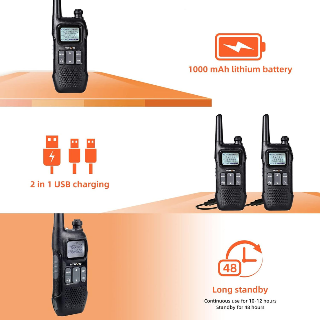 4 Pack Rechargeable Two Way Radio Walkie Talkies N79406