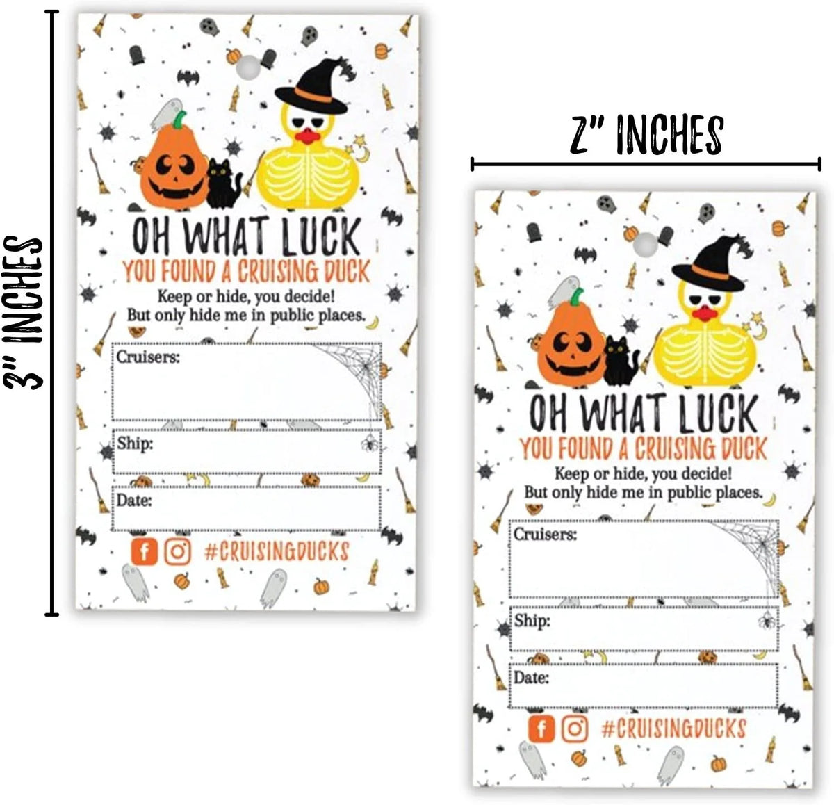 30 pk 2 x 3.25 Halloween Rubber Duck Hang Tags with Holes G6827