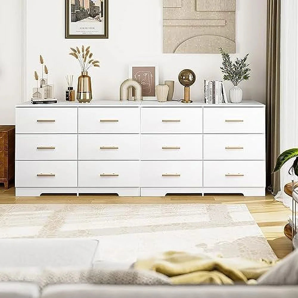 White 6 Drawer Wood Dresser with LED Light B984
