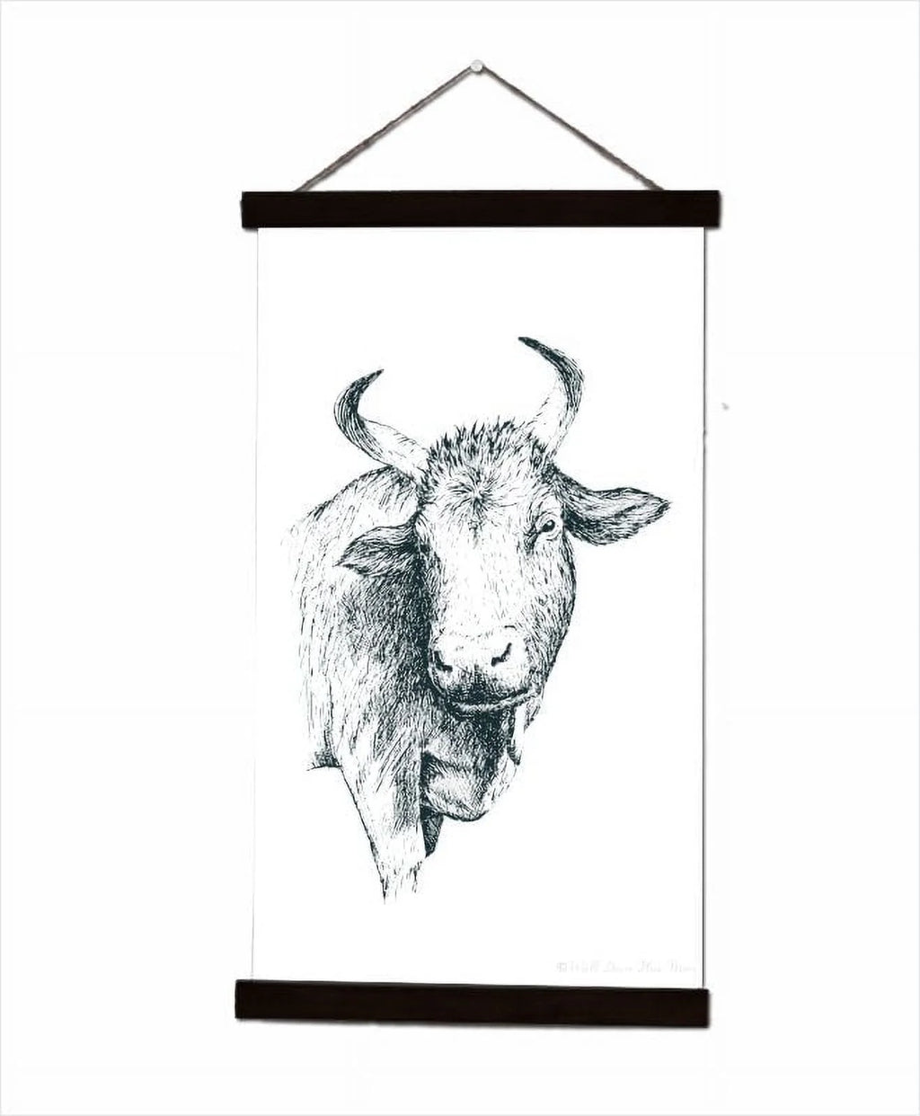 Black Canvas Farm Animal Cow Wall Hanging 15x26-Inch S823