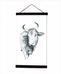 Black Canvas Farm Animal Cow Wall Hanging 15x26-Inch S823