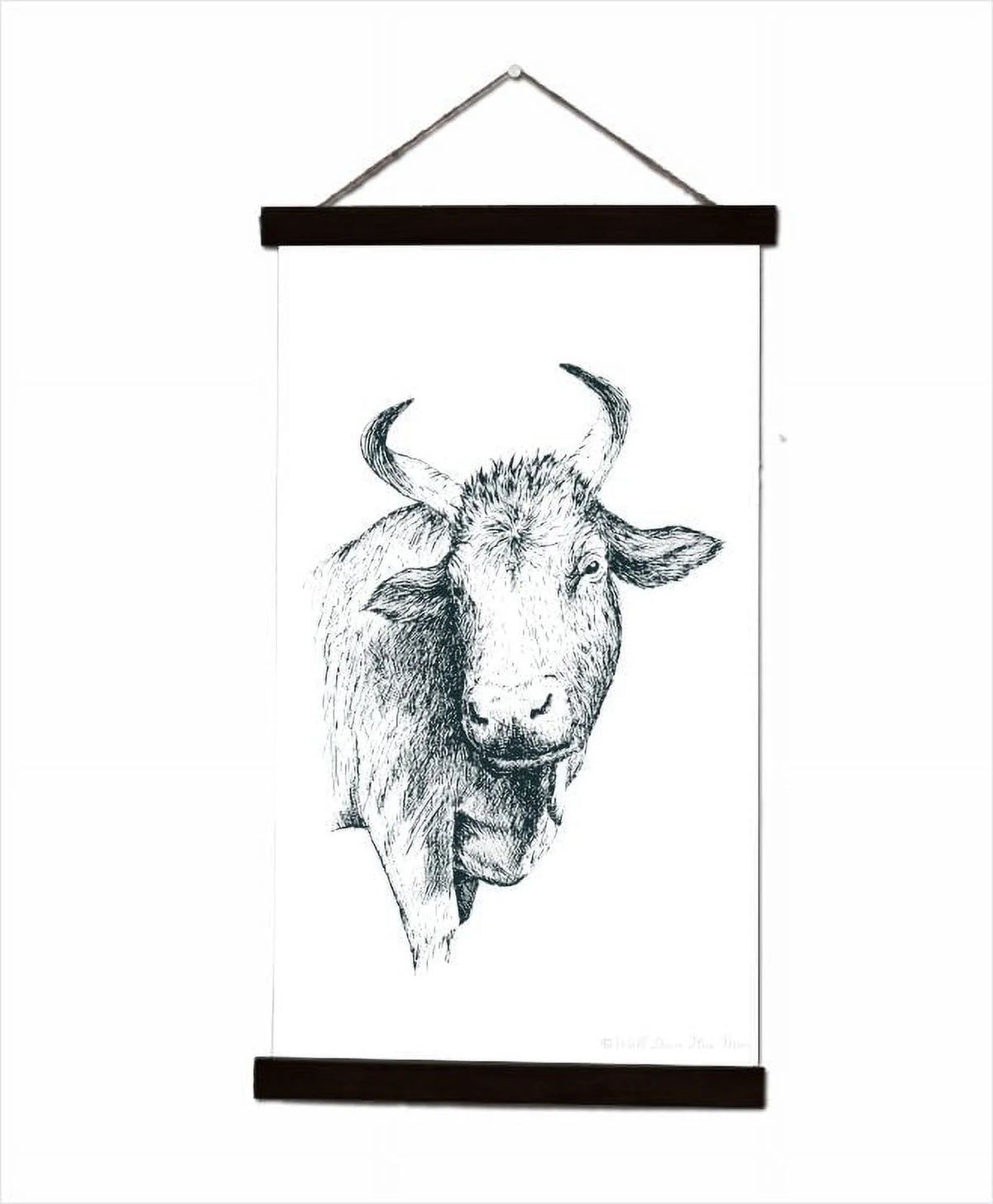 Black Canvas Farm Animal Cow Wall Hanging 15x26-Inch S823