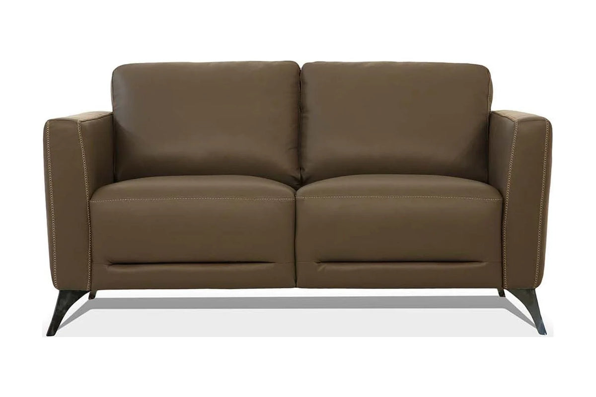 Brown Leather Love Seat W79737