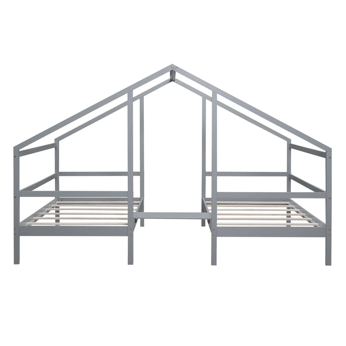 Twin Size Triangular House Beds with Built-in Table Grey T55586