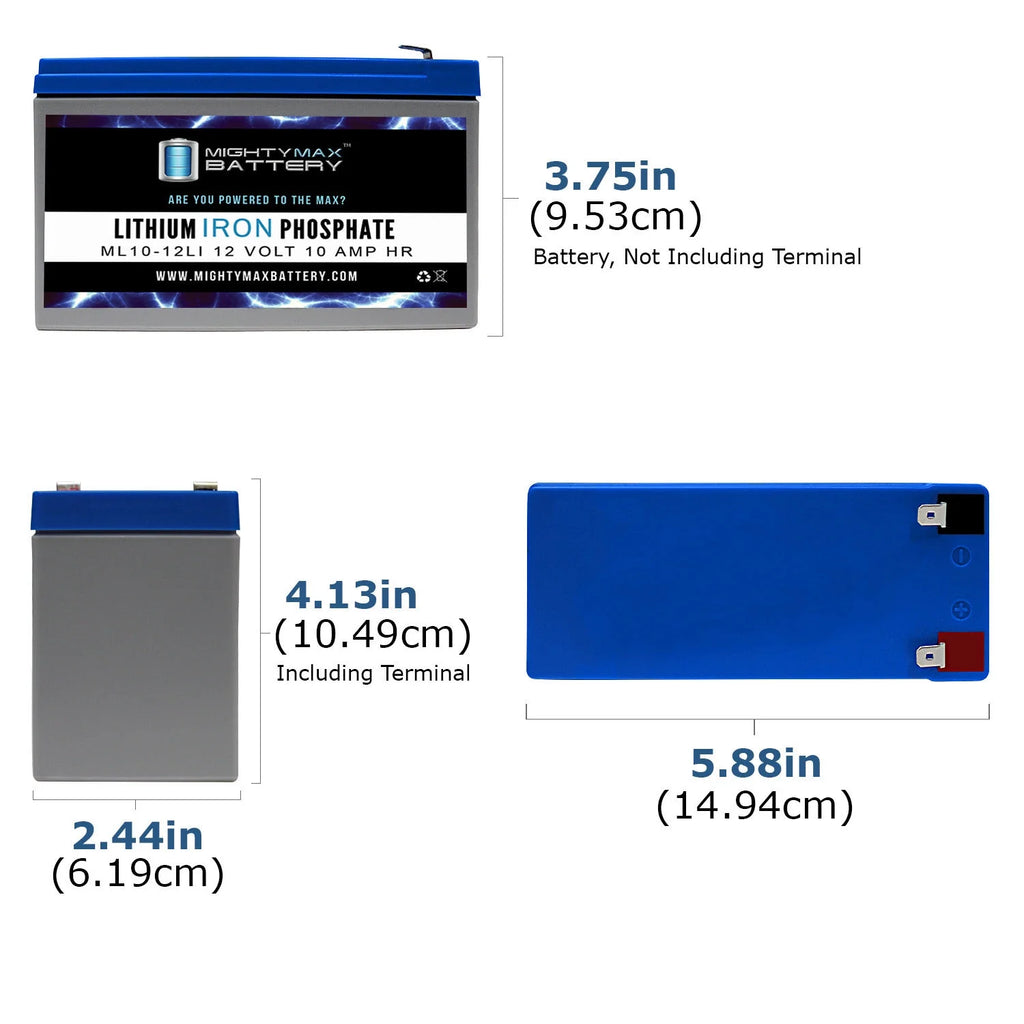 12V 10AH Lithium Replacement Battery 3 Pack C620925