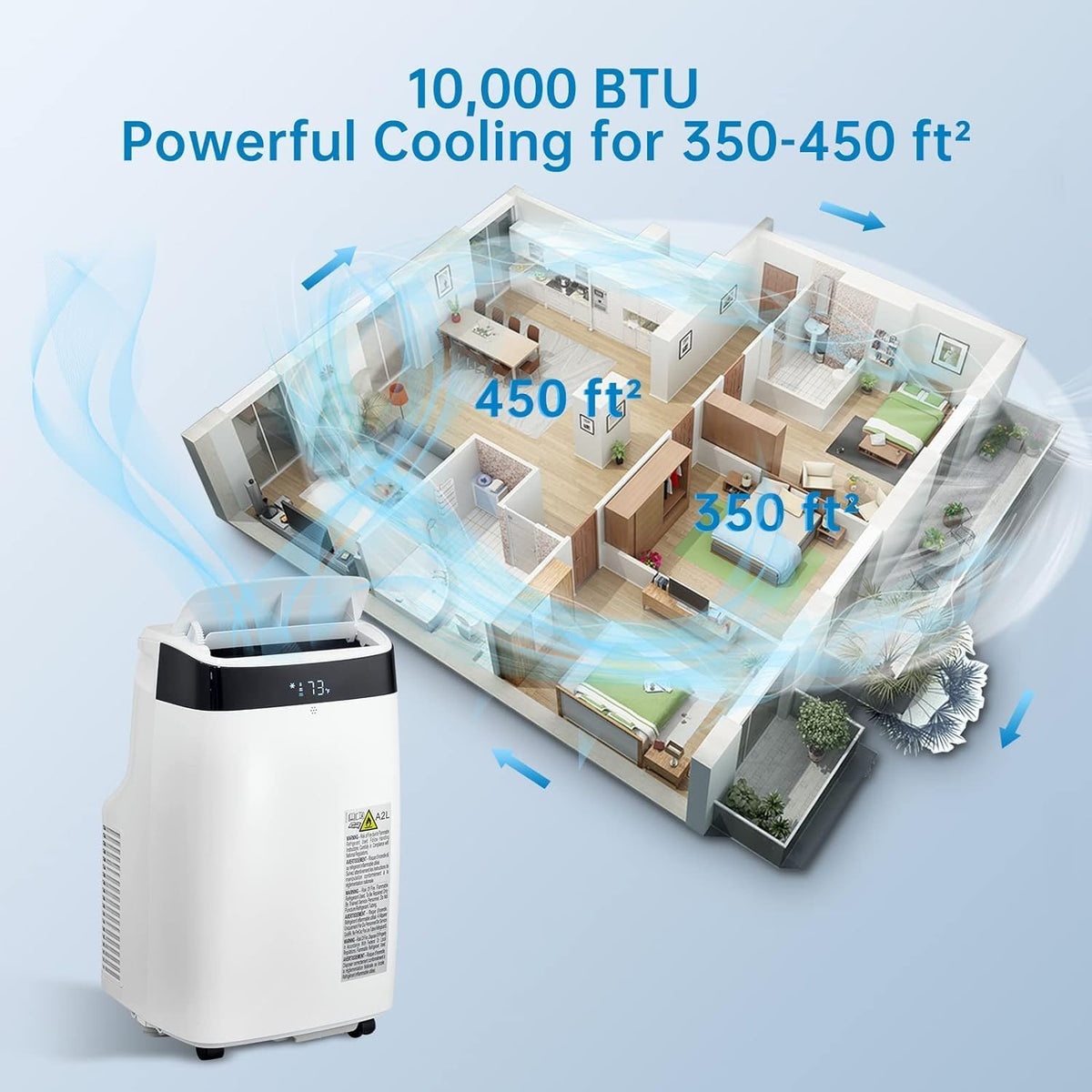 10,000BTU Portable Air Conditioner with Remote Control A825