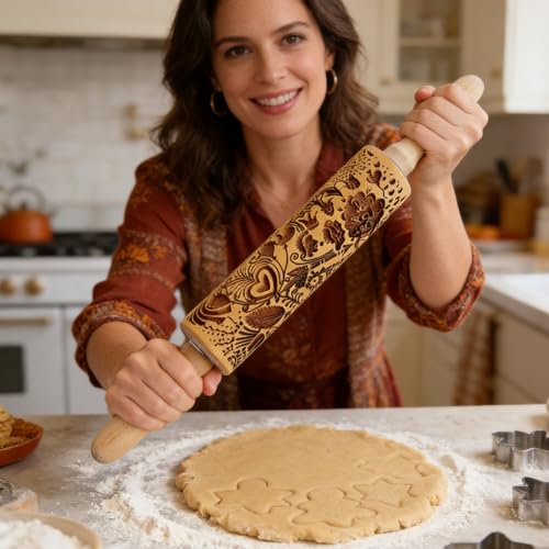 Embossed Wooden Non Stick Rolling Pin 2 Pack G19985