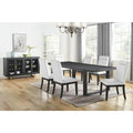 Rubbed Charcoal 8-Piece Dining Set with White Side Chairs M72760