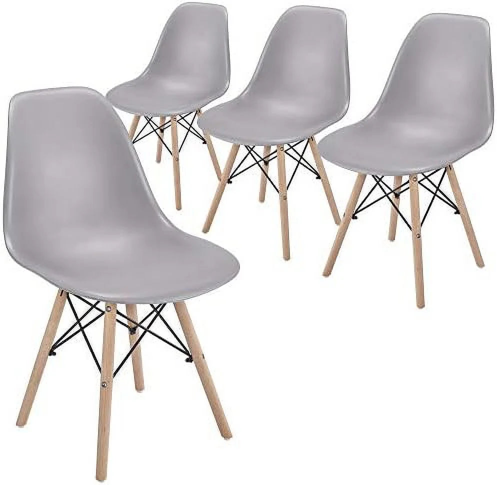 Light Gray Dining Chairs with Metal Wires and Wood Legs Z77056