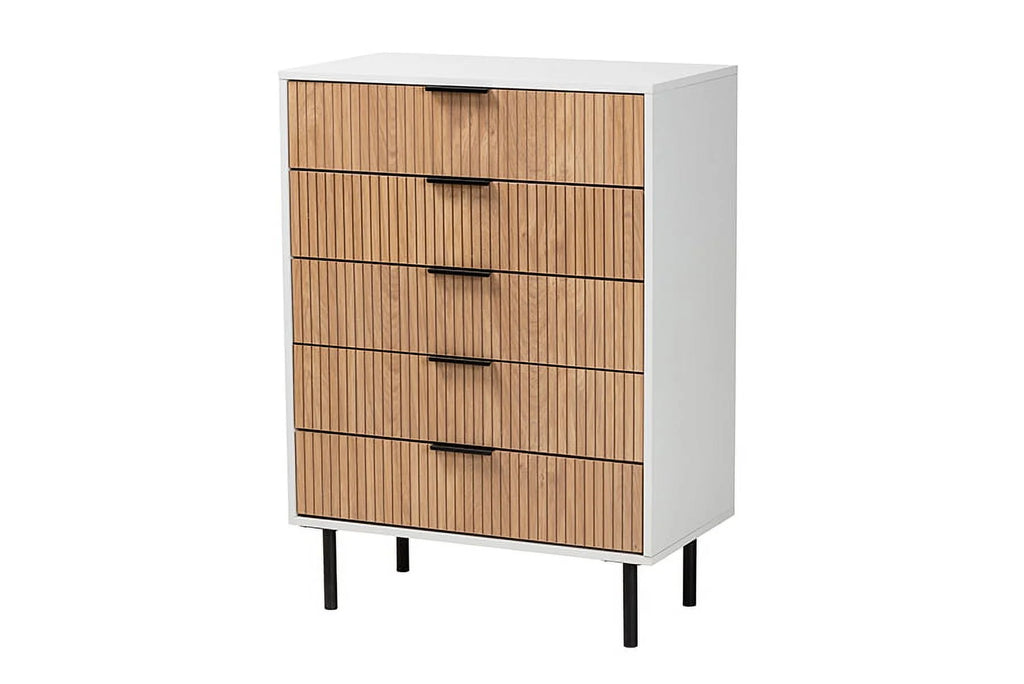 White and Brown 5-Drawer Wood Storage H744