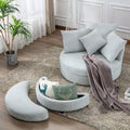 Light Gray Swivel Barrel Chair with Ottoman D624151
