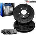 Black Drilled and Slotted Brake Rotors with Semi-Metallic Brake Pads F1809