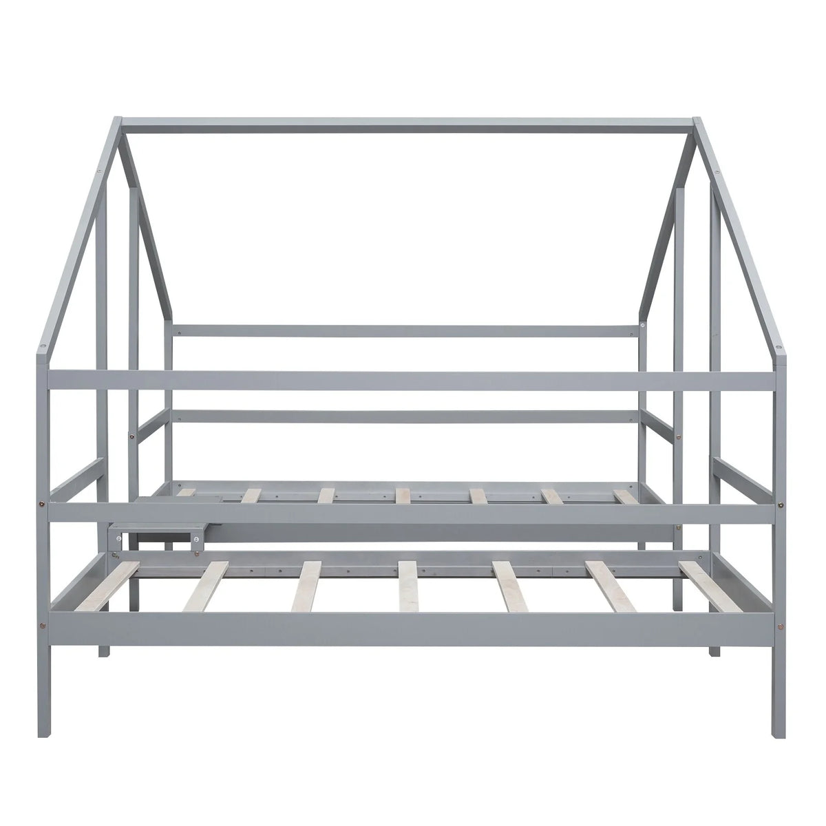 Twin Size Triangular House Beds with Built-in Table Grey T55586