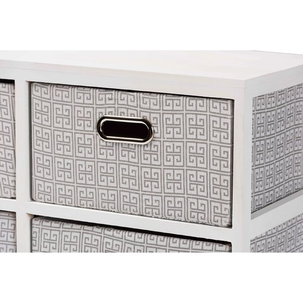 White Finished Wood 4-Basket Storage Unit F166956
