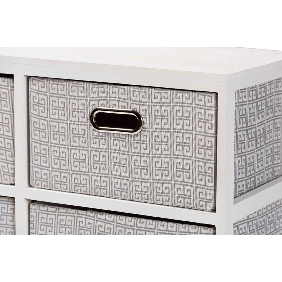 White Finished Wood 4-Basket Storage Unit F166956