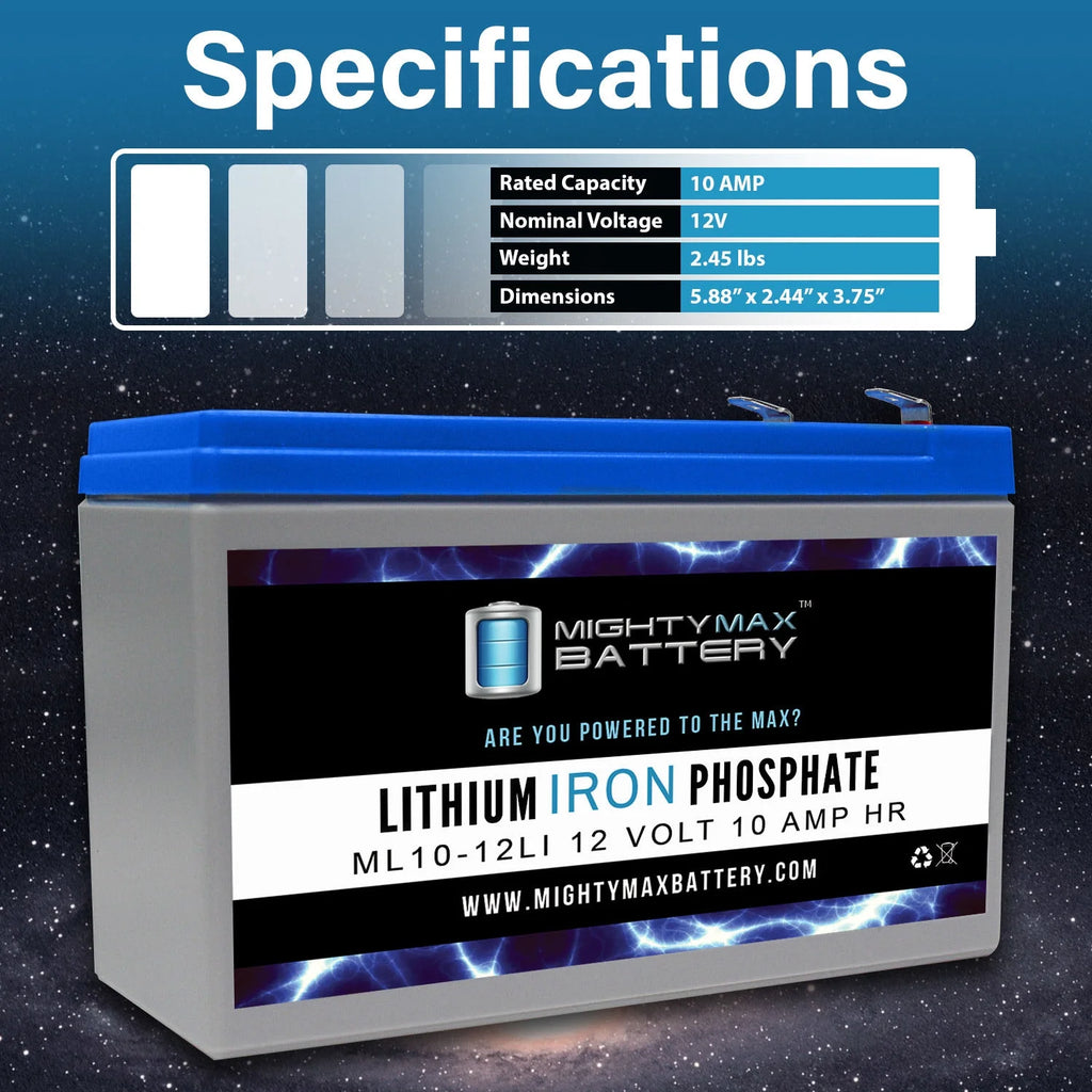 12V 10AH Lithium Replacement Battery 3 Pack C620925